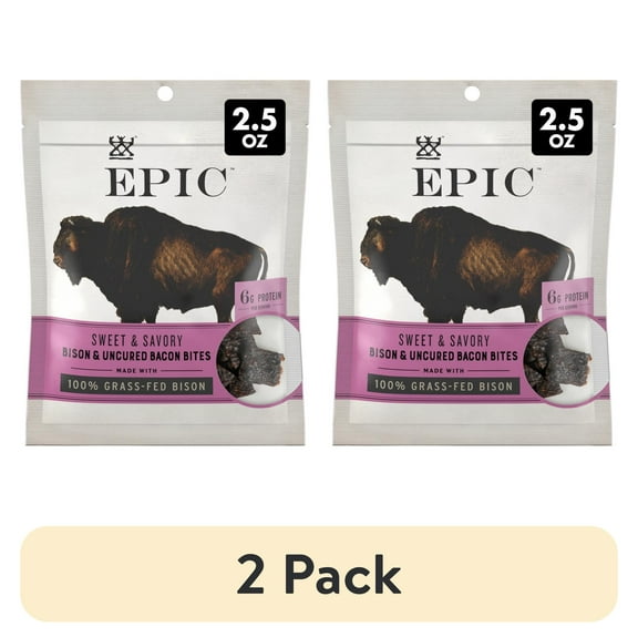 (2 pack) EPIC Bison Bacon Protein Bites, Whole30, 2.5oz