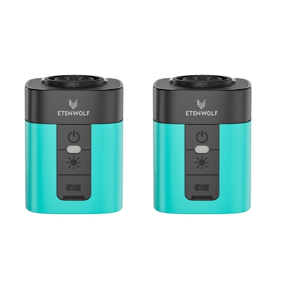 (2 pack) ETENWOLF Mini Electric Air Pump for Inflatables,with 2600 mAh Battery & Camping Light,Ultra-Fast USB Rechargeable Inflate Deflate Pump for Mattress