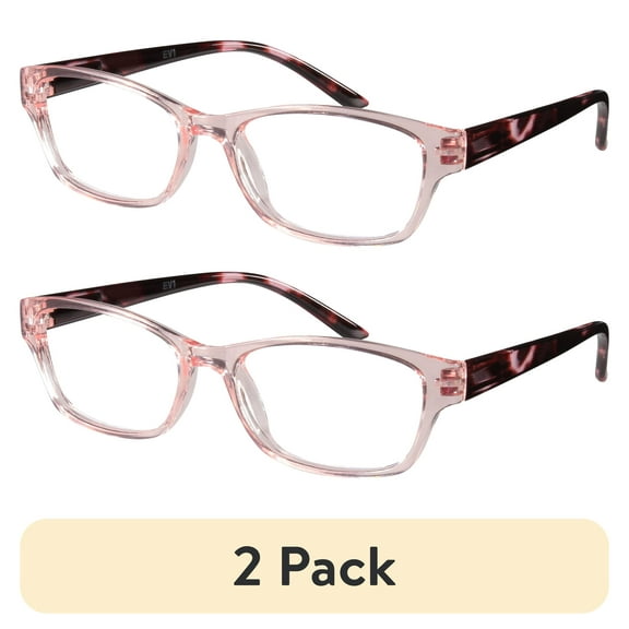 (2 pack) EV1 Dolly Crystal Pink +2.50 Reading Glasses with Case