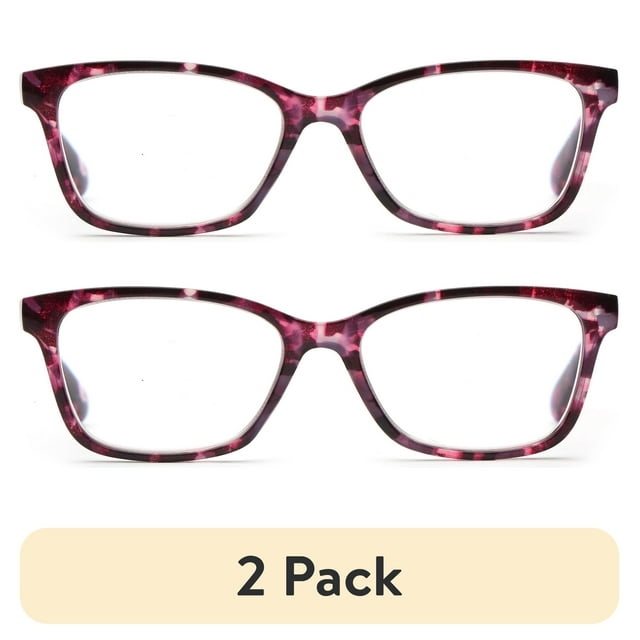(2 pack) EV1 Maisie Purple Pink Tortoise +3.00 Reading Glasses with Case