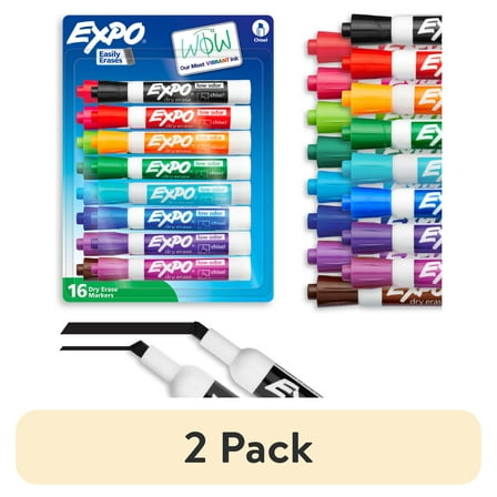 (2 pack) EXPO Dry Erase Markers, Chisel Tip, Assorted Colors, 12 Count