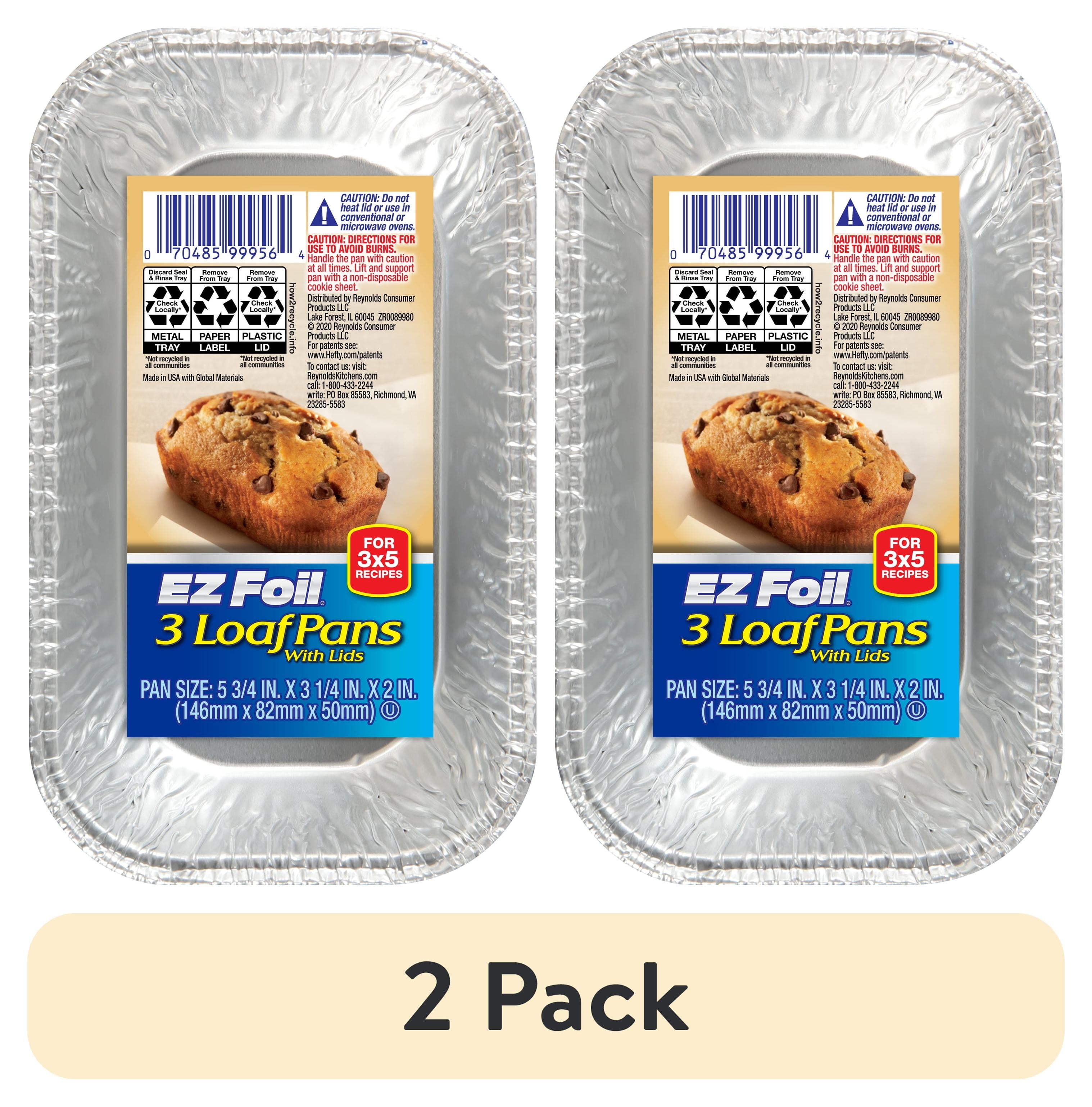 (2 pack) EZ Foil Mini Loaf Pans, 5.75 x 3.25 inch, 3 Count