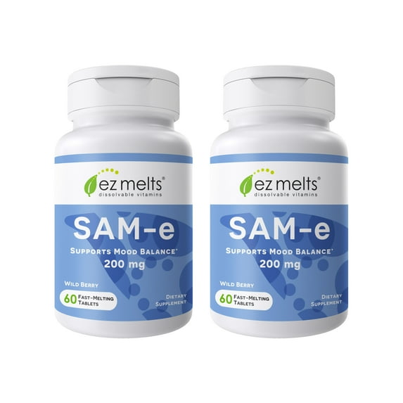 (2 pack) EZ Melts Dissolvable SAM-e Supplement 200 mg, Sugar-Free, 1-Month Supply - 2 Pack