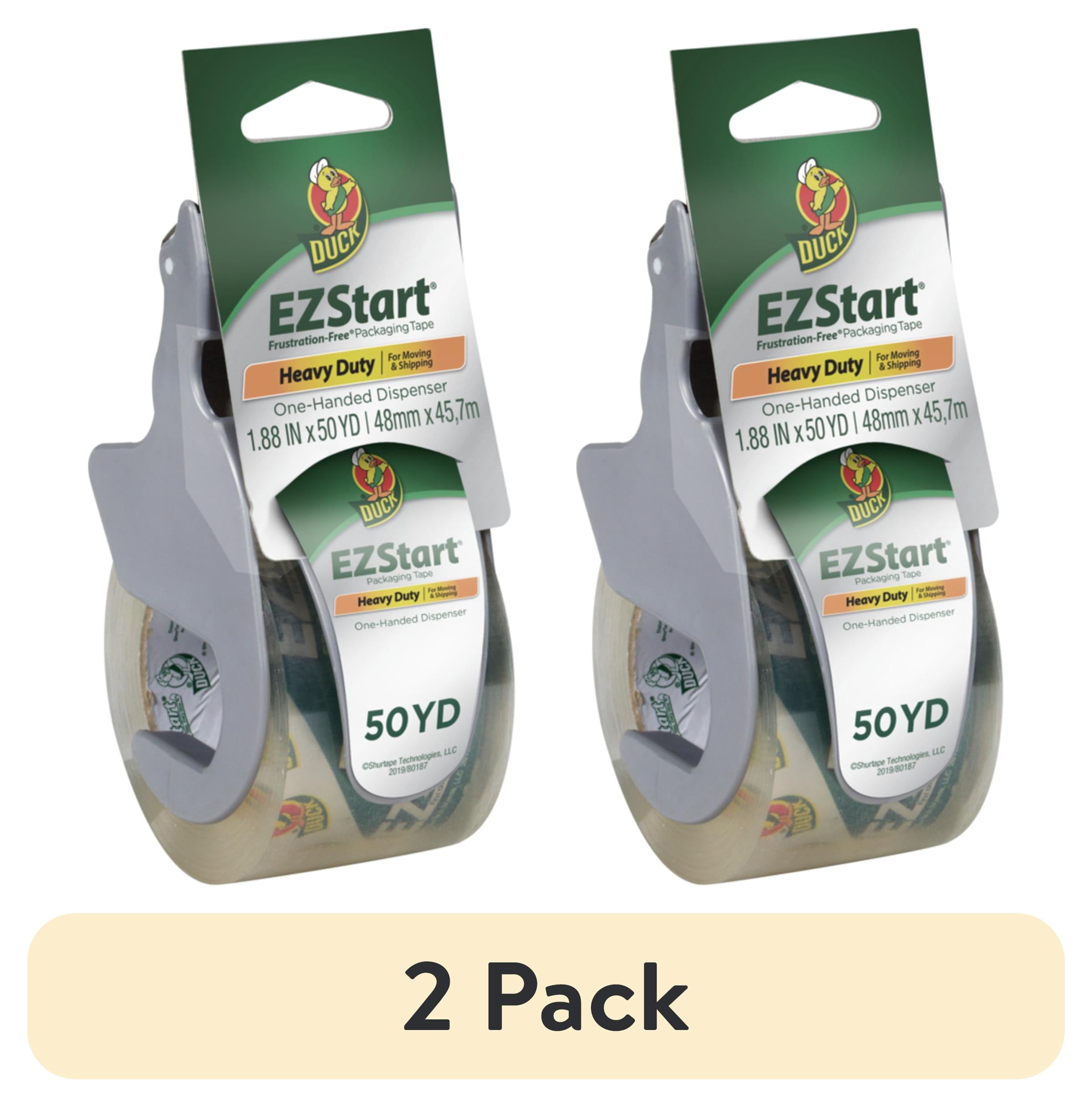 (2 pack) Duck Brand EZ Start Packing Tape with Manual Dispenser, Clear, 1.88 in.  x 50 yd.