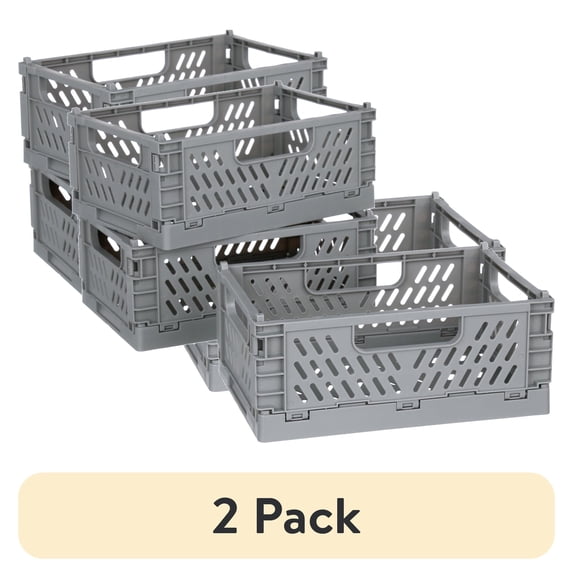 EZDO Small Foldable Plastic Storage Crates 3 Pack, Durable and ...