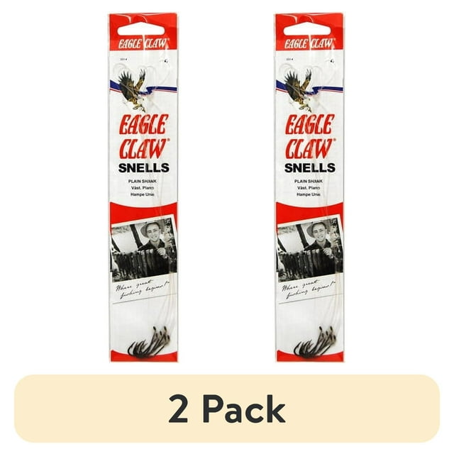 (2 pack) Eagle Claw 031H-2/0 Plain Shank Snell Fish Hook, Size 2/0