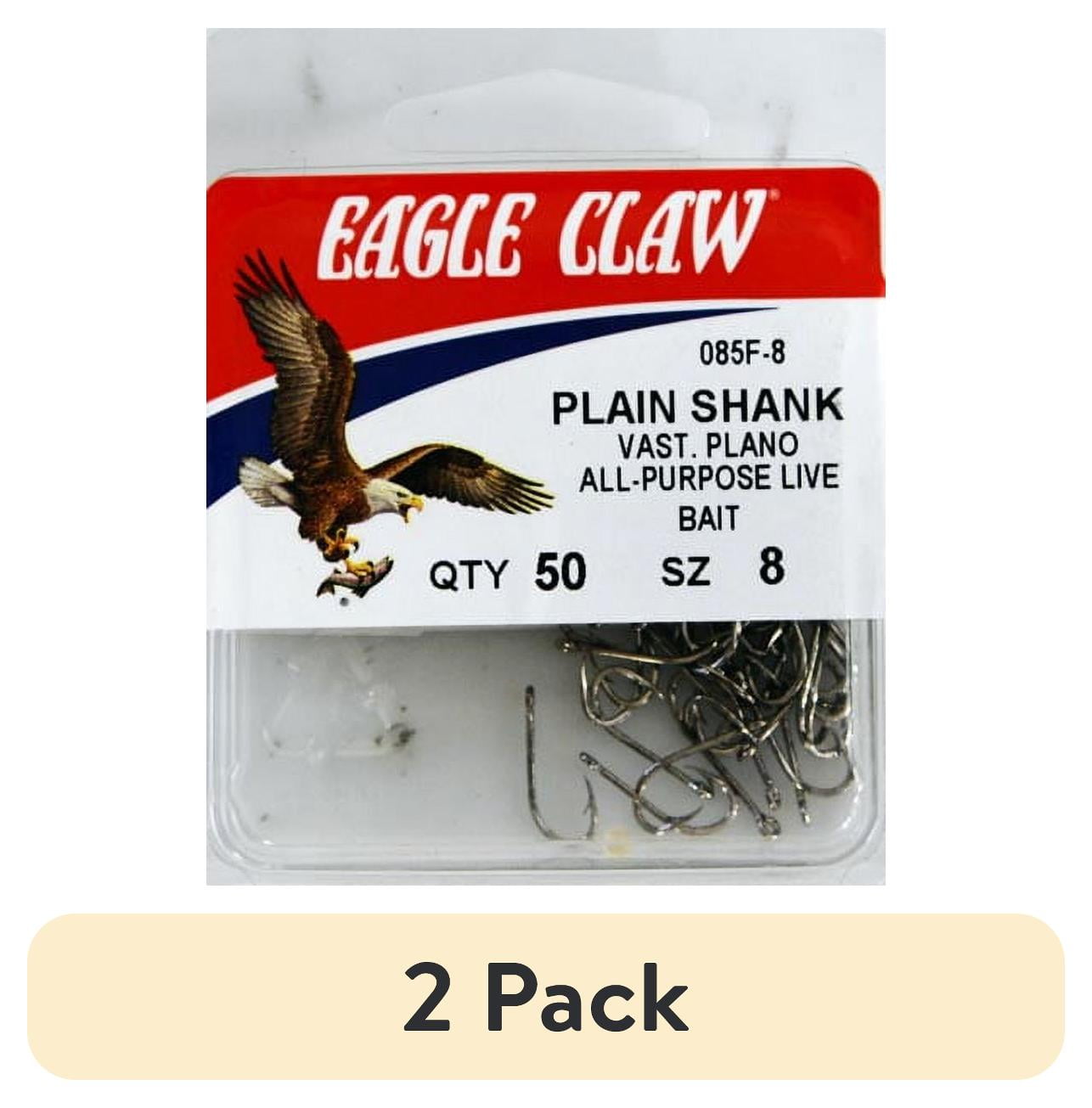 (2 pack) Eagle Claw 085FH-8 Plain Shank Offset Hook, Nickel, Size 8