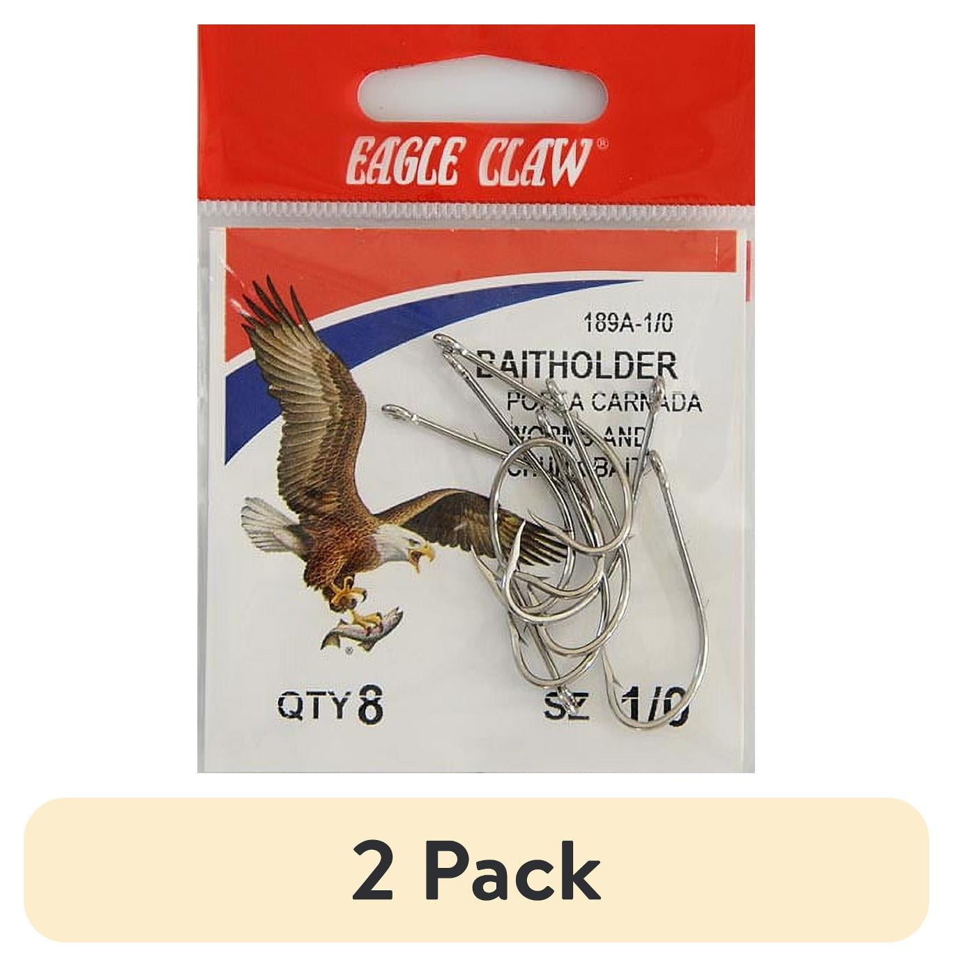 (2 pack) Eagle Claw 189AH-1/0 Baitholder 2-Slice Offset Hook, Nickel, Size 1/0, 8 Pack