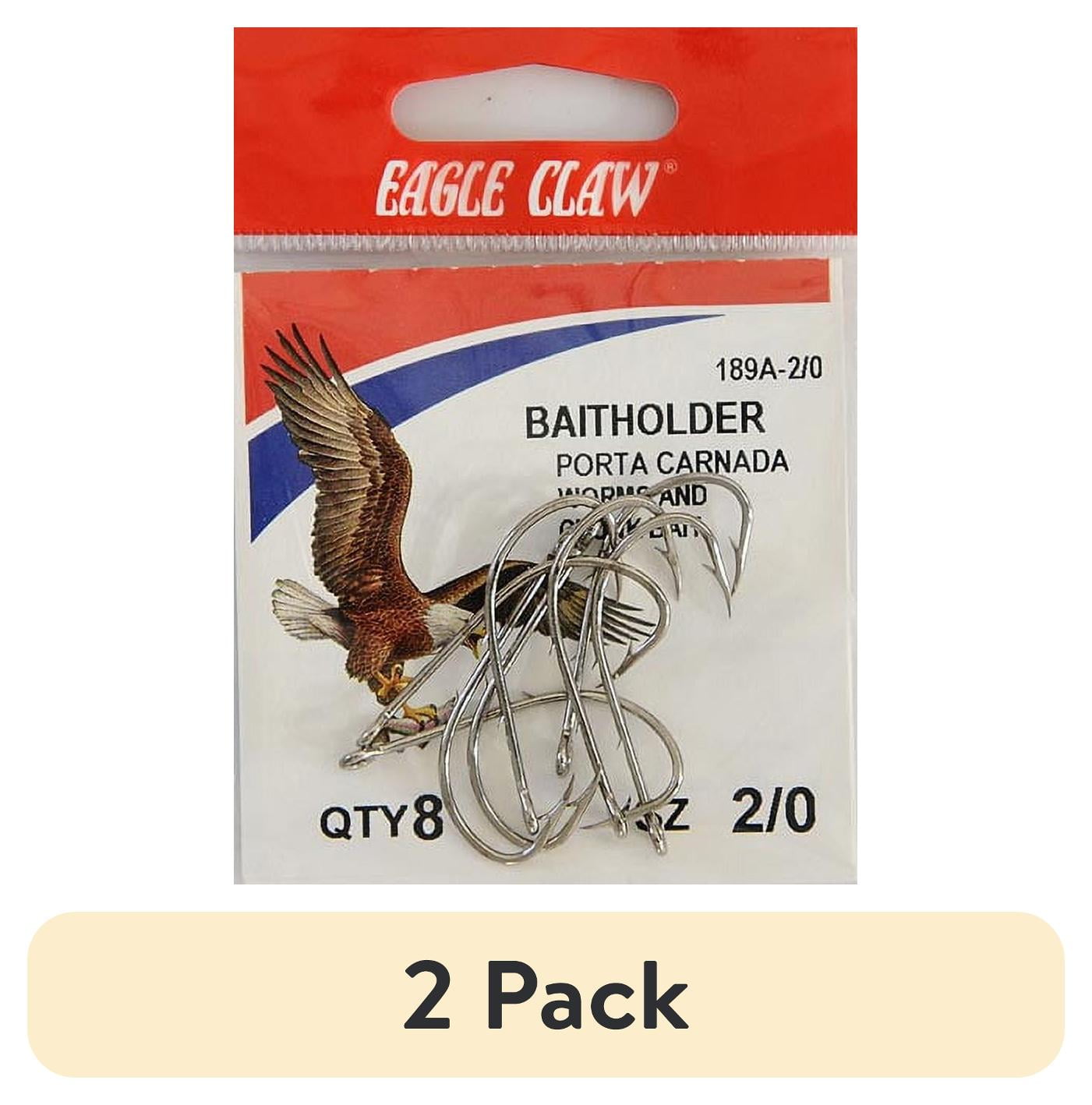 (2 pack) Eagle Claw 189AH-2/0 Baitholder 2-Slice Offset Hook, Nickel, Size 2/0, 8 Pack