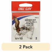 2 pack Eagle Claw 189AH-2 Baitholder 2-Slice Offset Hook, Nickel, Size 2