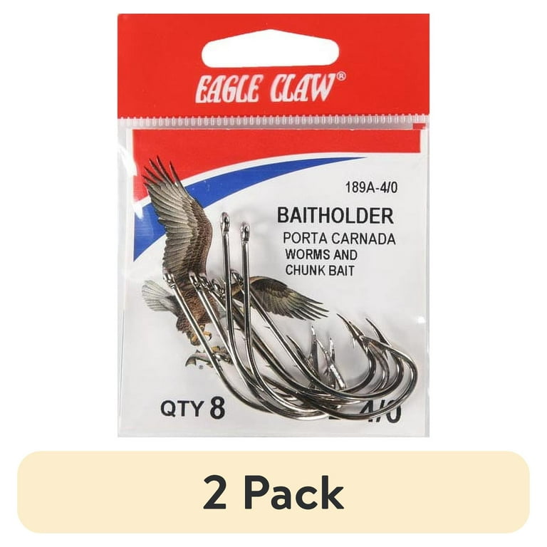 eagle claw fishing hooks for sale (2 pack) Eagle Claw 189AH-4/0 Baitholder Offset Hook, Nickel, Size 4/0, 8  Pack