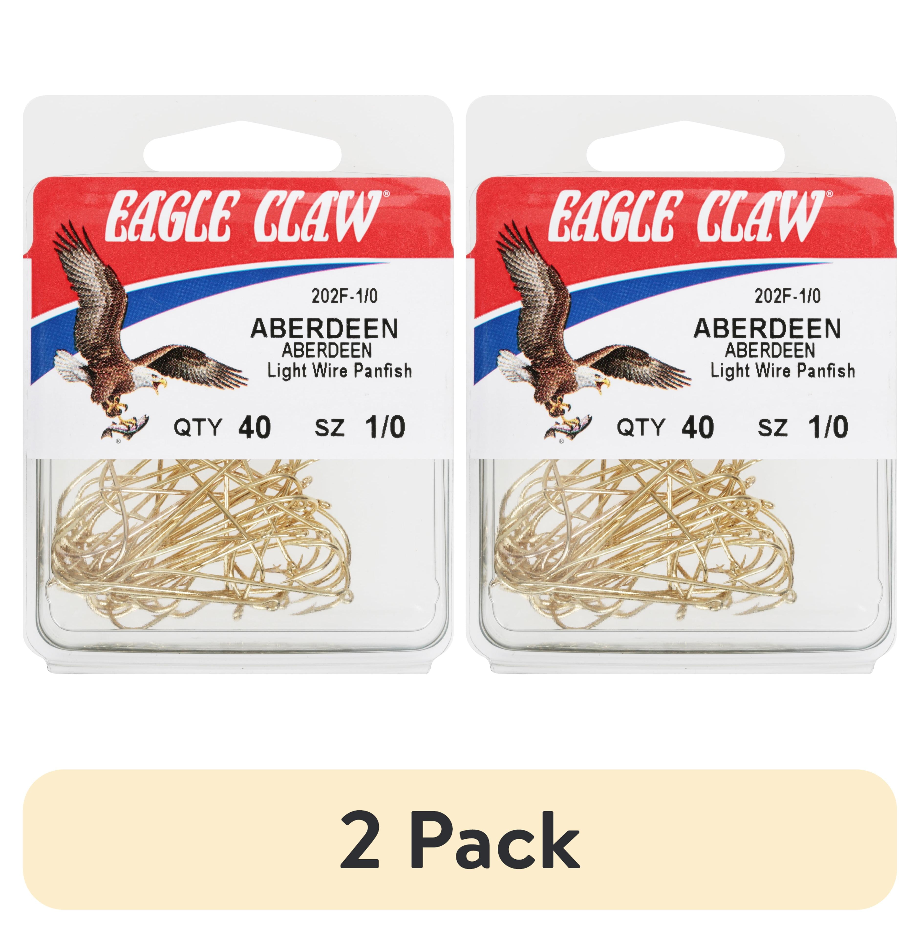 (2 pack) Eagle Claw 202FH-1/0 Light Wire Panfish Aberdeen Hook, Size 1/0