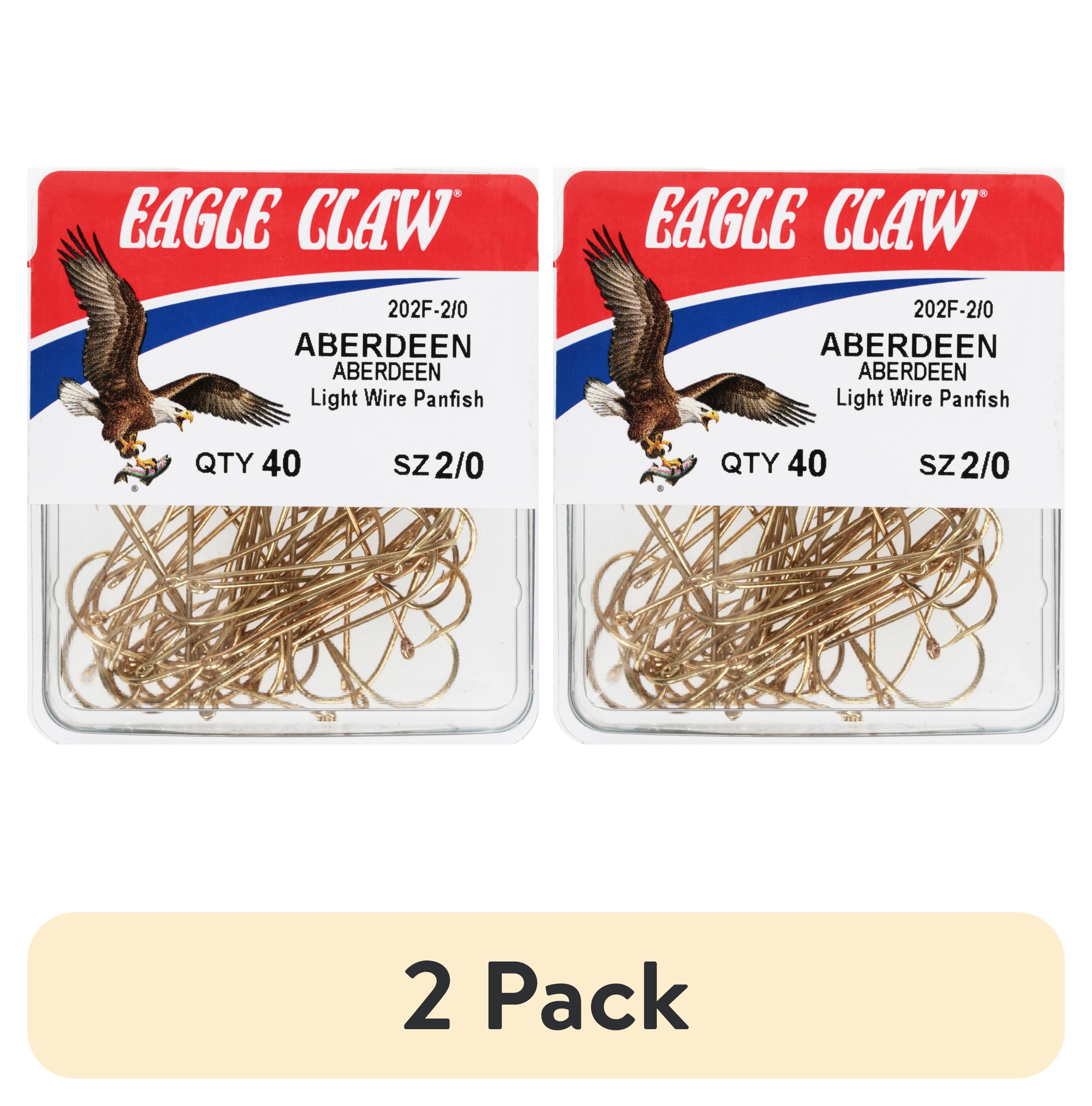 (2 pack) Eagle Claw 202FH-2/0 Light Wire Aberdeen Hook, Size 2/0