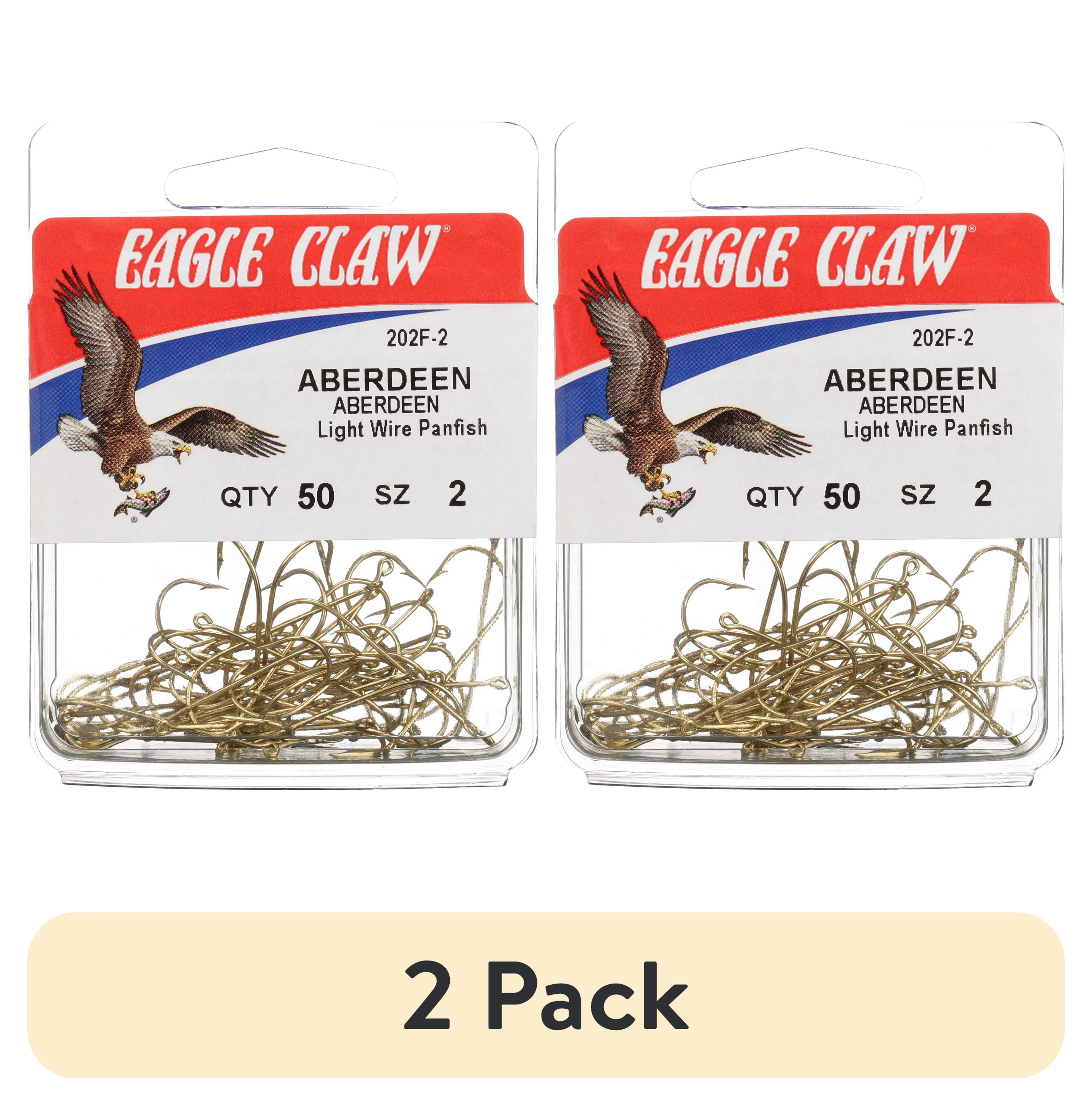(2 pack) Eagle Claw 202FH-2 Aberdeen Hook, Gold, Size 2