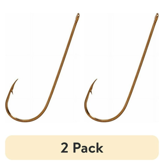 (2 pack) Eagle Claw 215FH-10 Aberdeen Light Wire Long Shank Fishing Hooks, Bronze - Pack of 50
