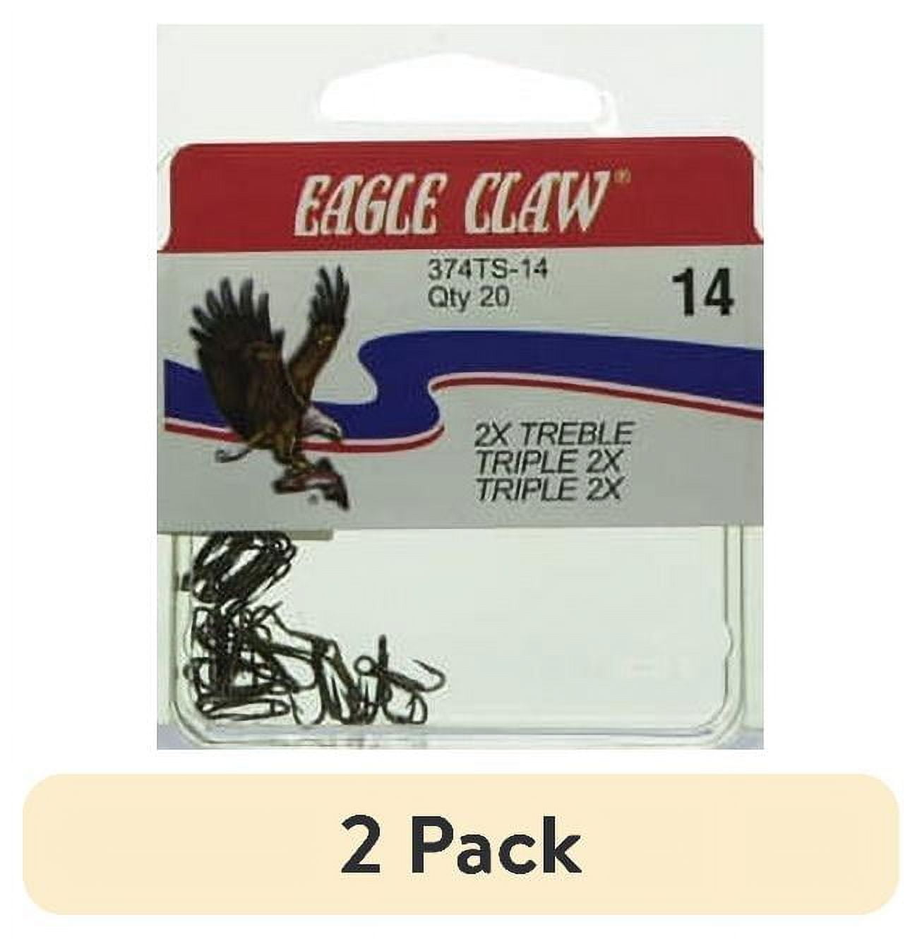 (2 pack) Eagle Claw 374TSH-14 2X Treble Hook, Bronze, Size 14, 20 Pack