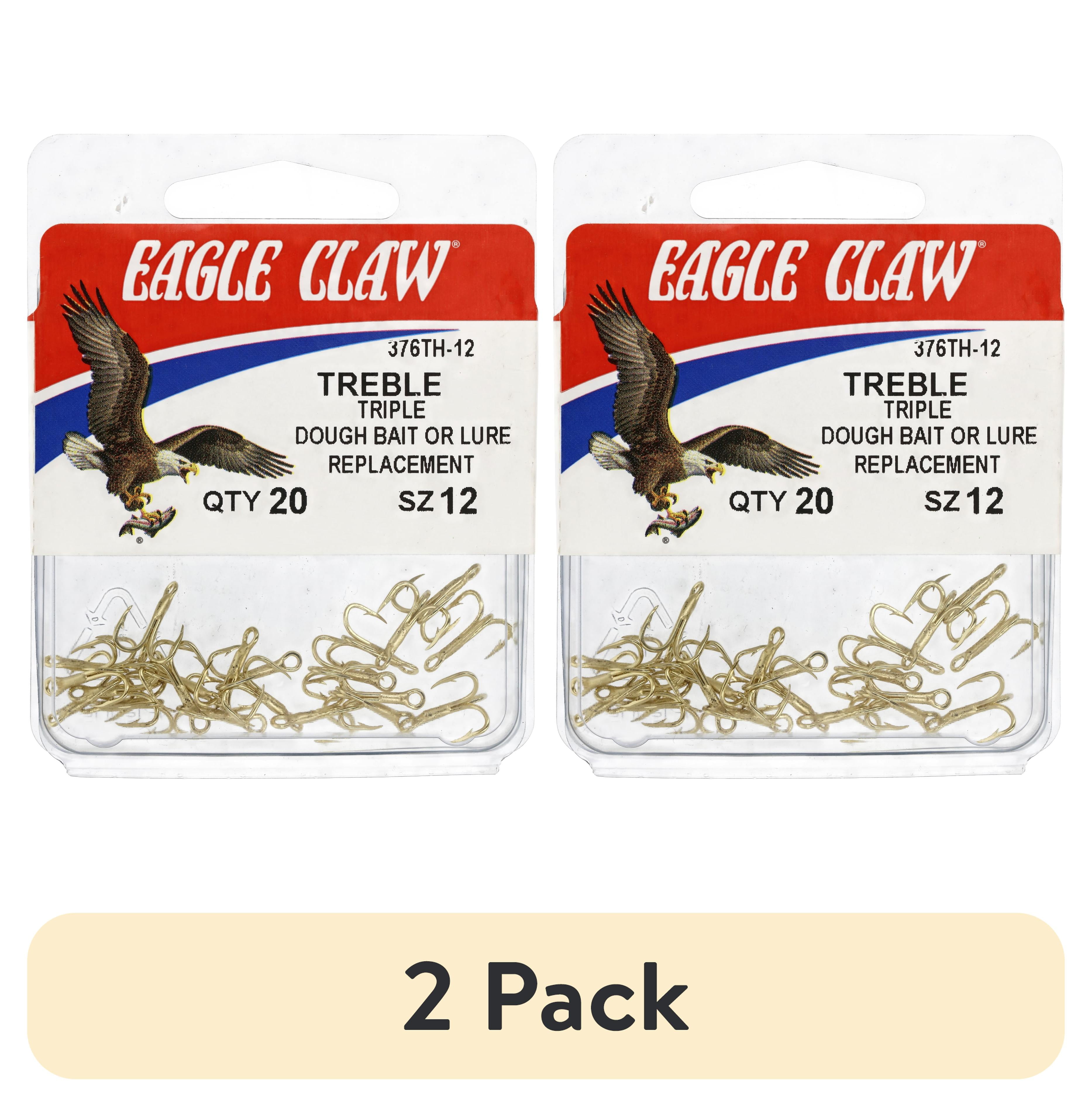 (2 pack) Eagle Claw 376A-12 2X Treble Hook, Gold, Size 12, 5 Pack