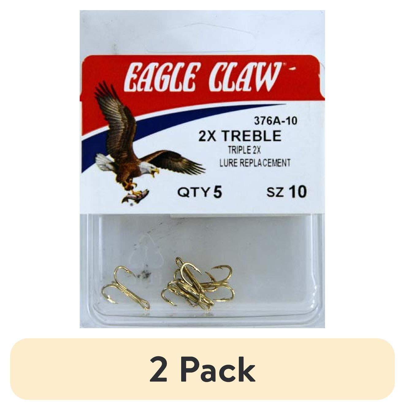 (2 pack) Eagle Claw 376AH-10 2X Treble Hook, Gold, Size 10, 5 Pack