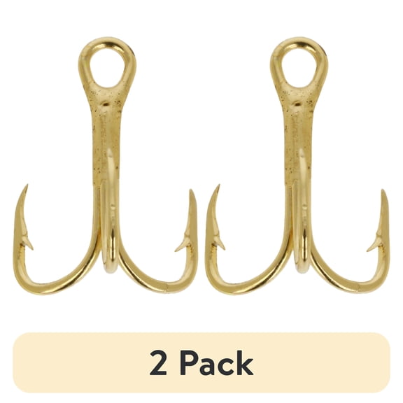 (2 pack) Eagle Claw 376AH-14 2X Treble Hook, Gold, Size 14, 5 Pack