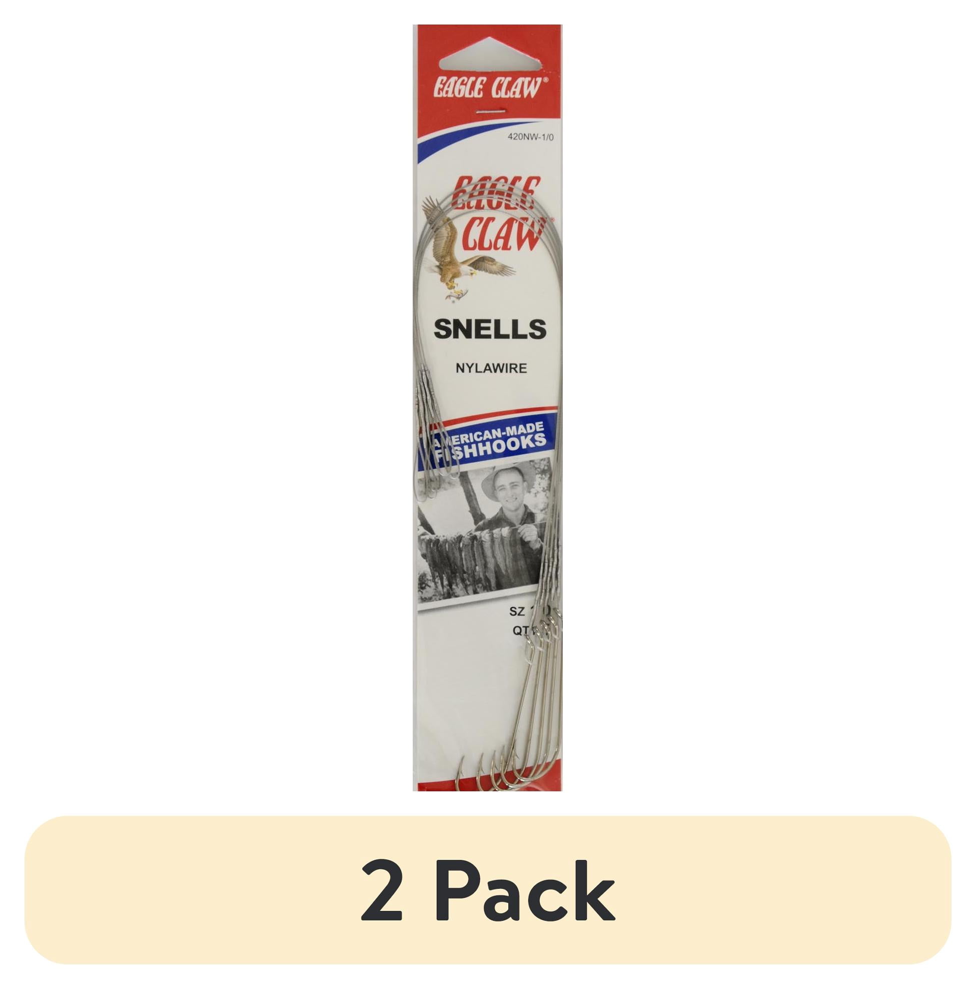 (2 pack) Eagle Claw 420NWH-1/0 Snelled Nylawire, Nickel, Size 1/0, 5 Pack
