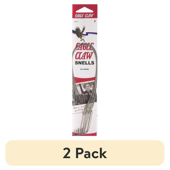 (2 pack) Eagle Claw 420NWH-2 Snelled Nylawire 2X Long Shank Hook, Nickel, Size 2, 5 Pack