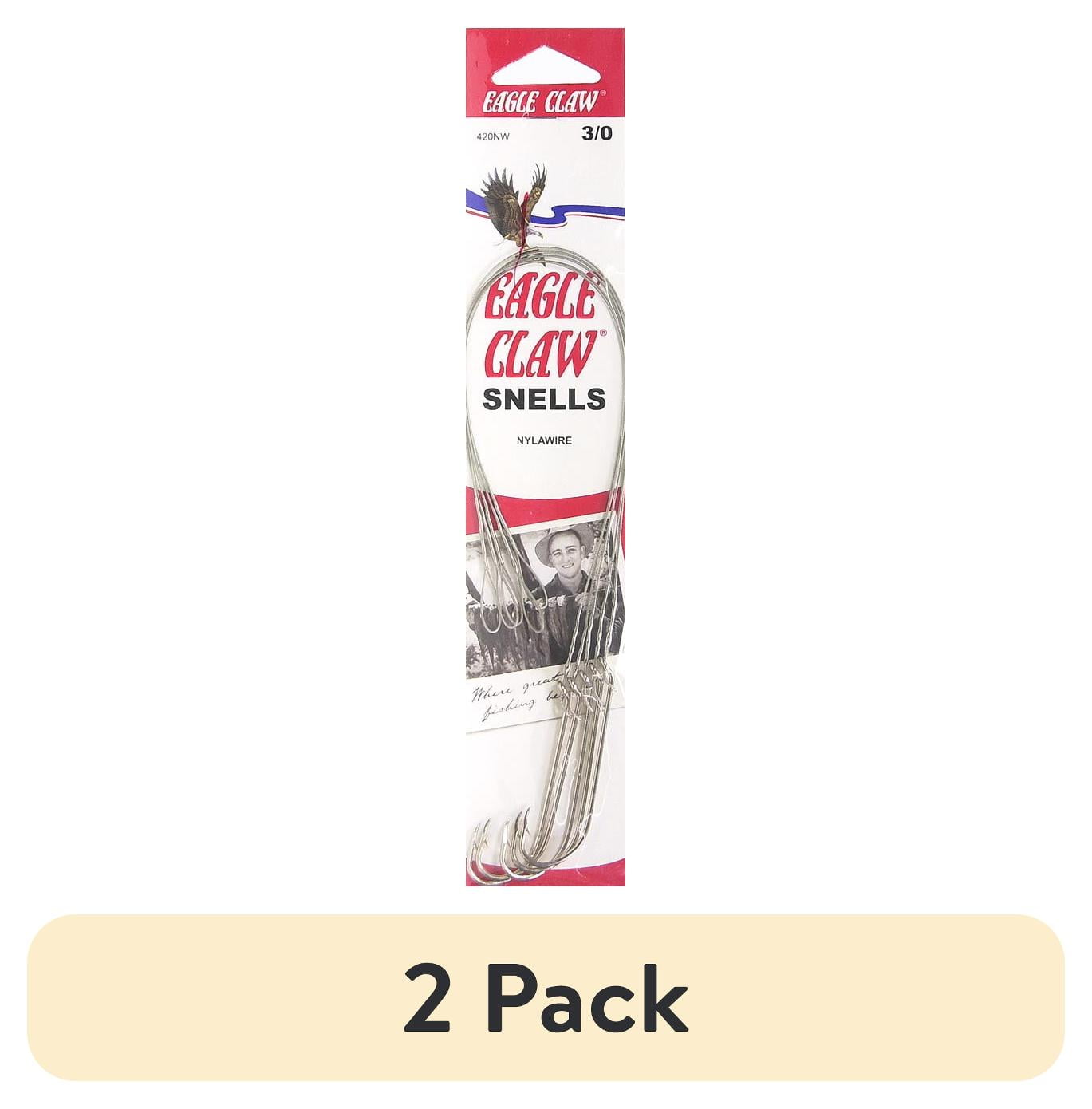 (2 pack) Eagle Claw 420NWH-3/0 Snelled Nylawire Hook, Nickel, Size 3/0