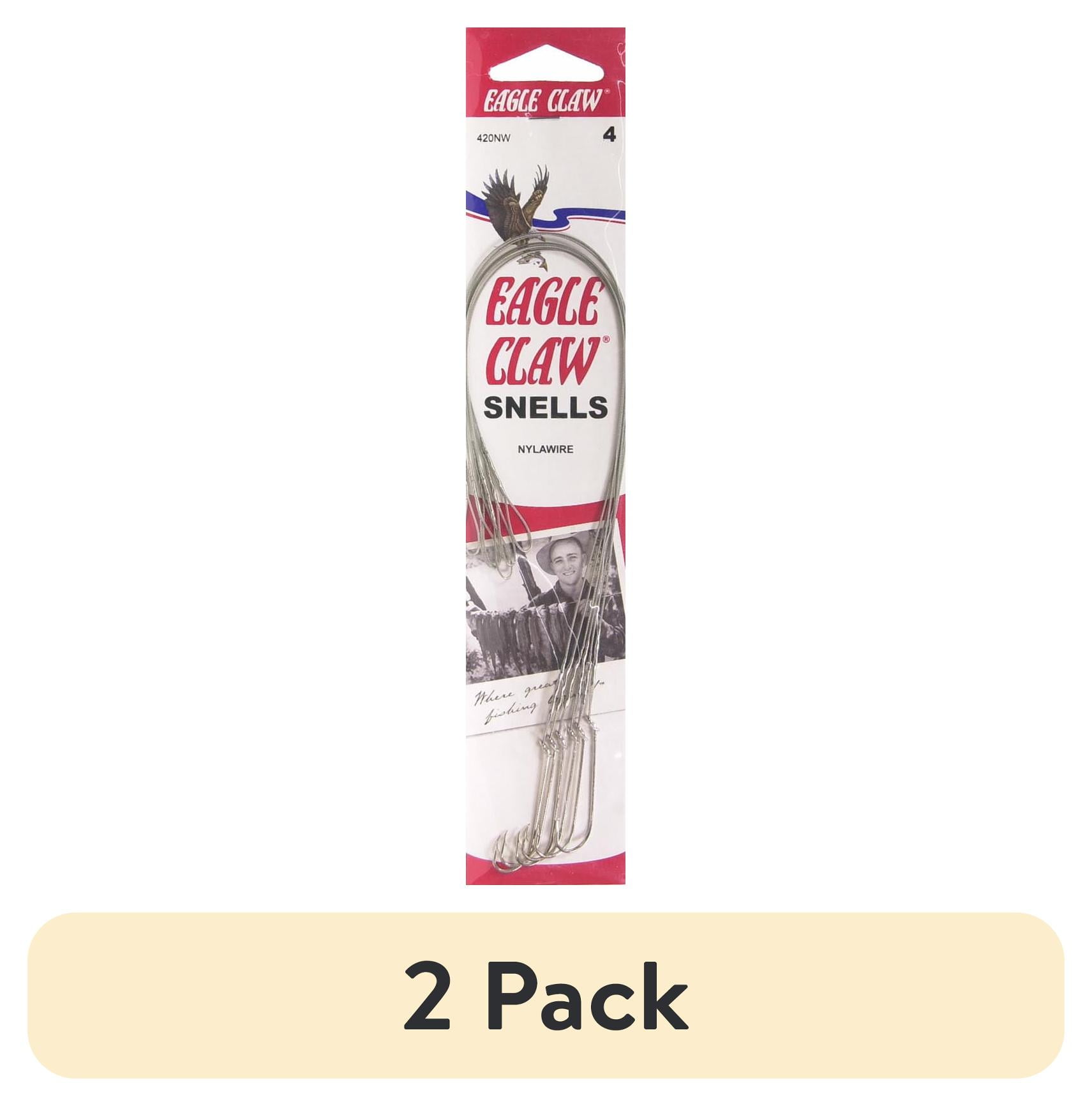 (2 pack) Eagle Claw 420NWH-4 Snelled Nylawire 2X Long Shank Hook, Nickel, Size 4, 5 Pack