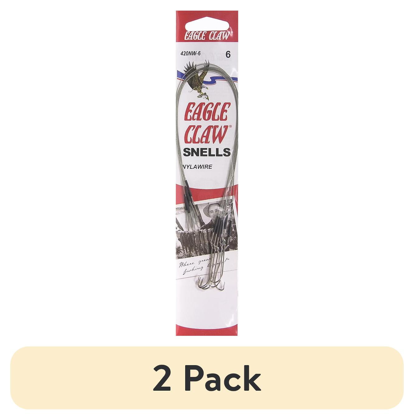 (2 pack) Eagle Claw 420NWH-6 Snelled Nylawire 2X Long Shank Hook, Nickel, Size 6