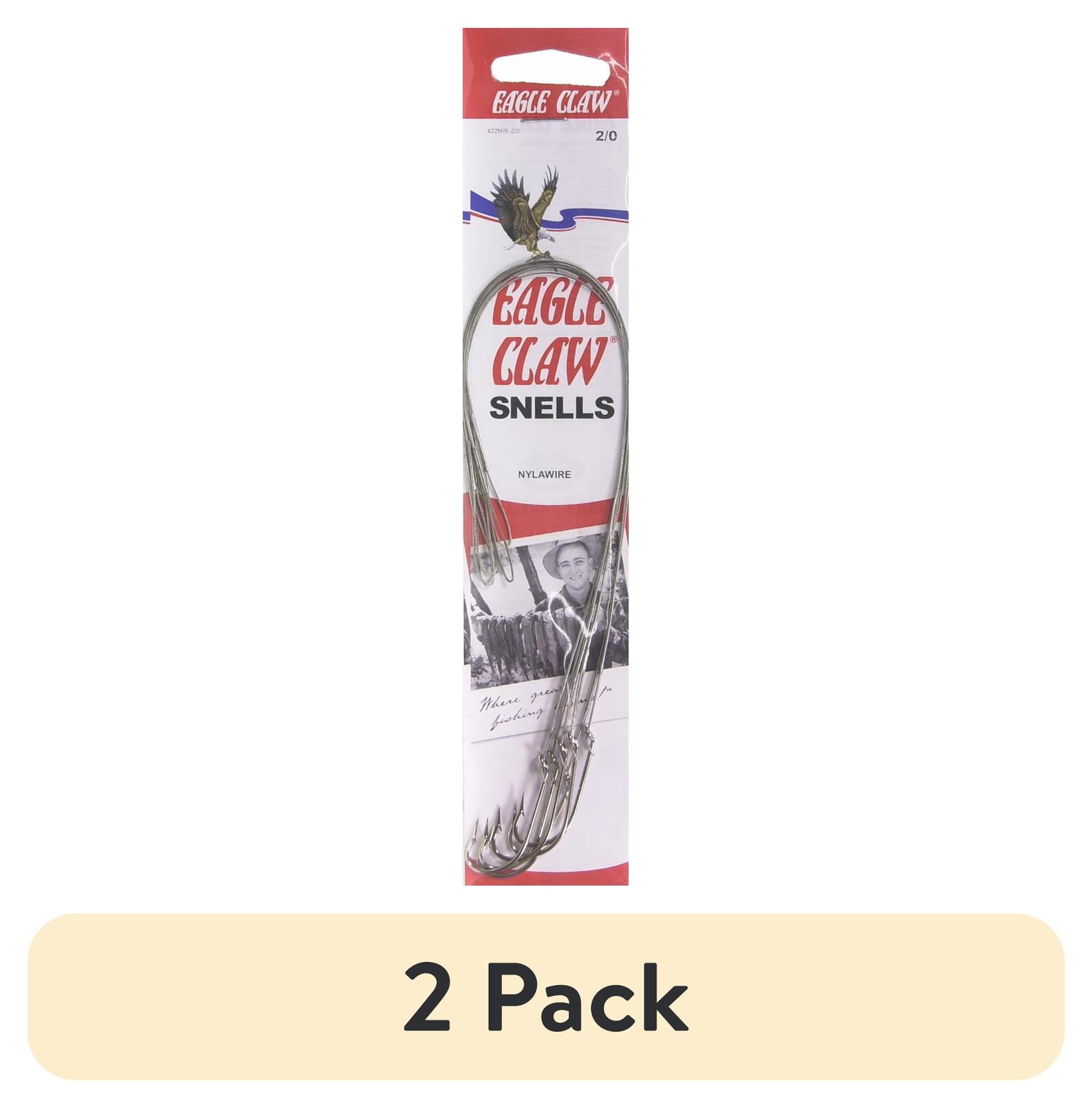 (2 pack) Eagle Claw 422NWH-2/0 Nylawire Leader, O'Shaughnessy Hook, Nickel, Size 2/0