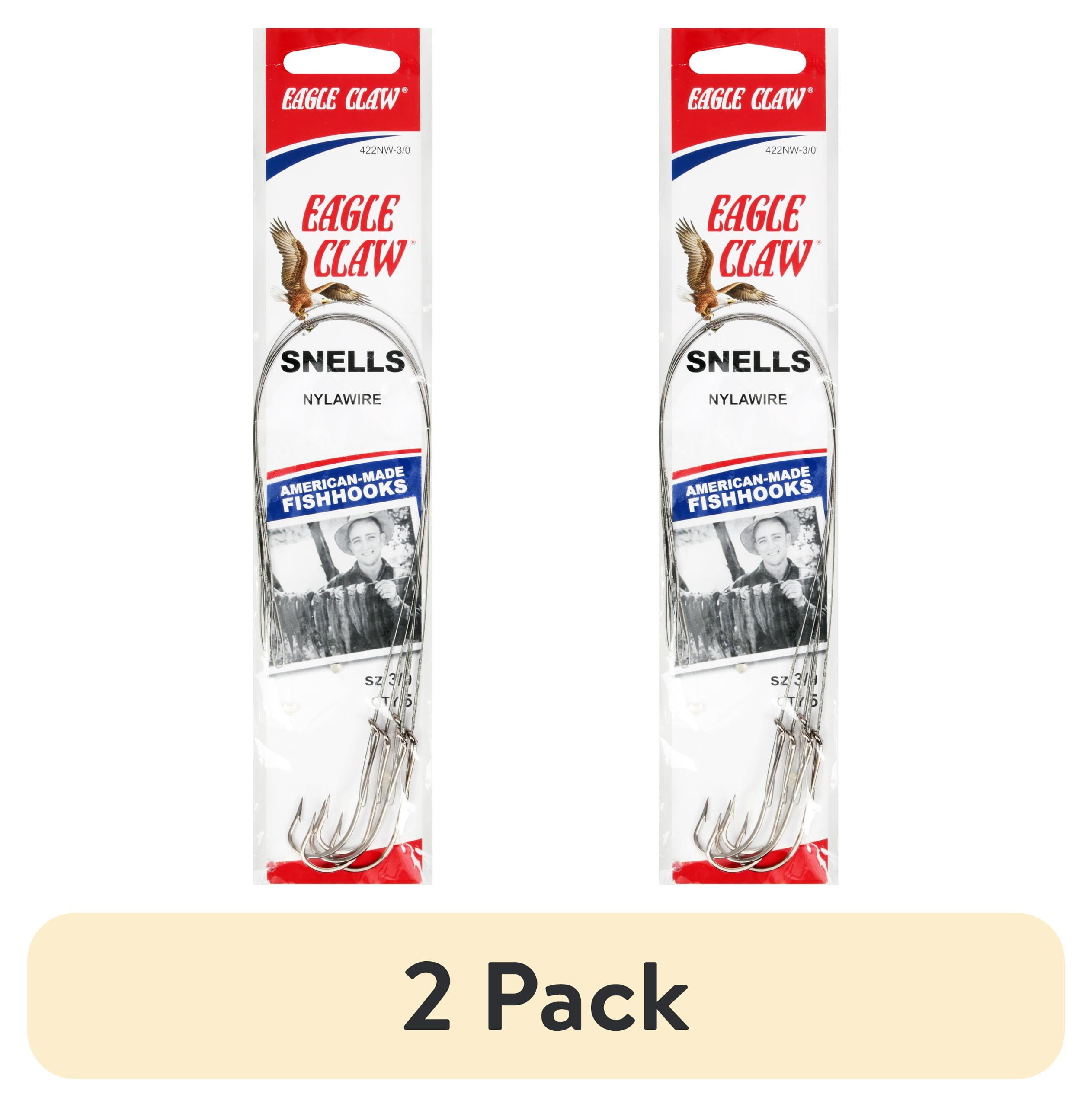 (2 pack) Eagle Claw 422NWH-3/0 Snells Nylawire Size 3/0 Fishhooks