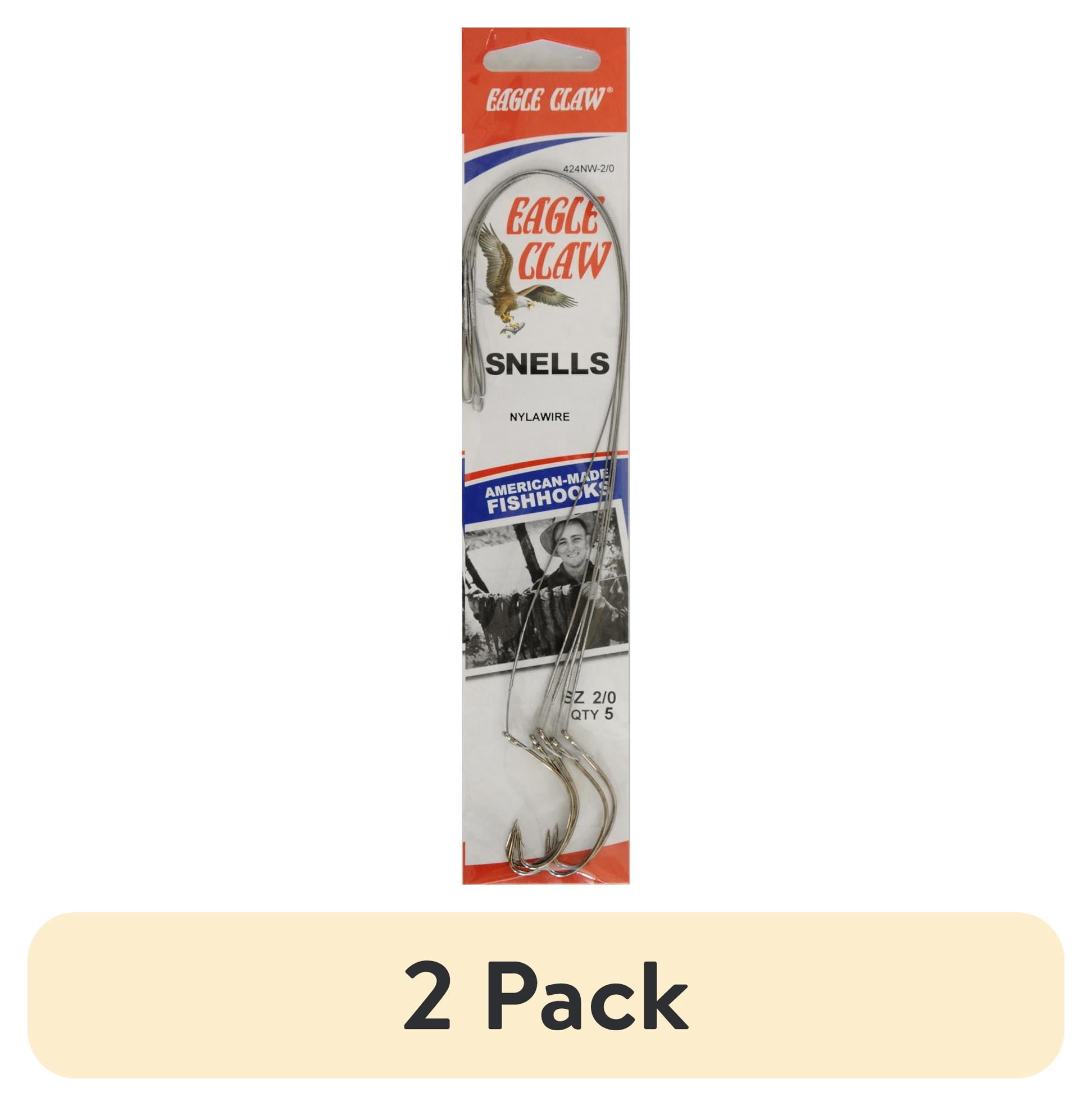 (2 pack) Eagle Claw 424NWH-2/0 Nylawire Snell Kahle, Nickel, Size 2/0 Hook
