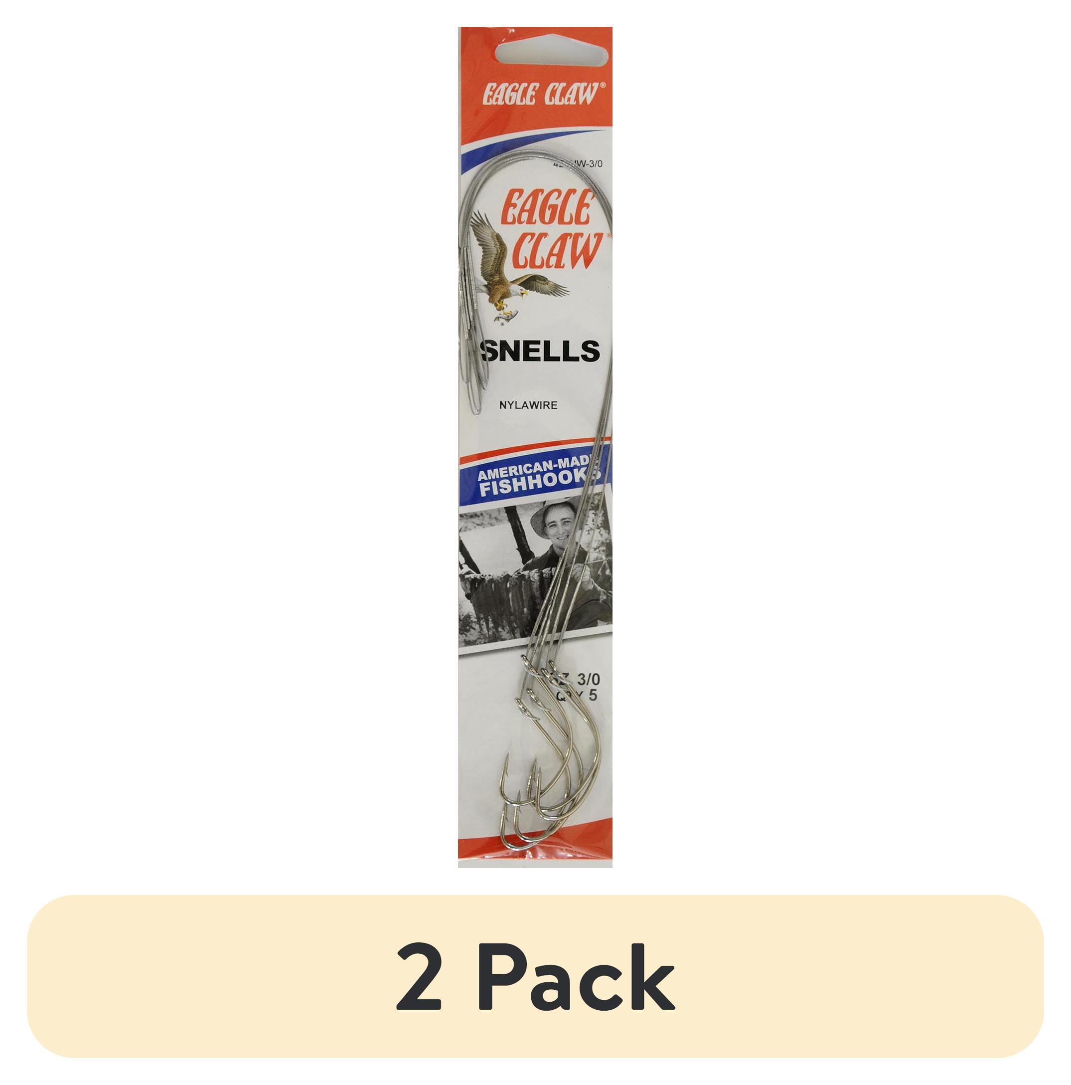 (2 pack) Eagle Claw 424NWH-3/0 Nylawire Snell Kahle, Nickel Plated, Size 3/0