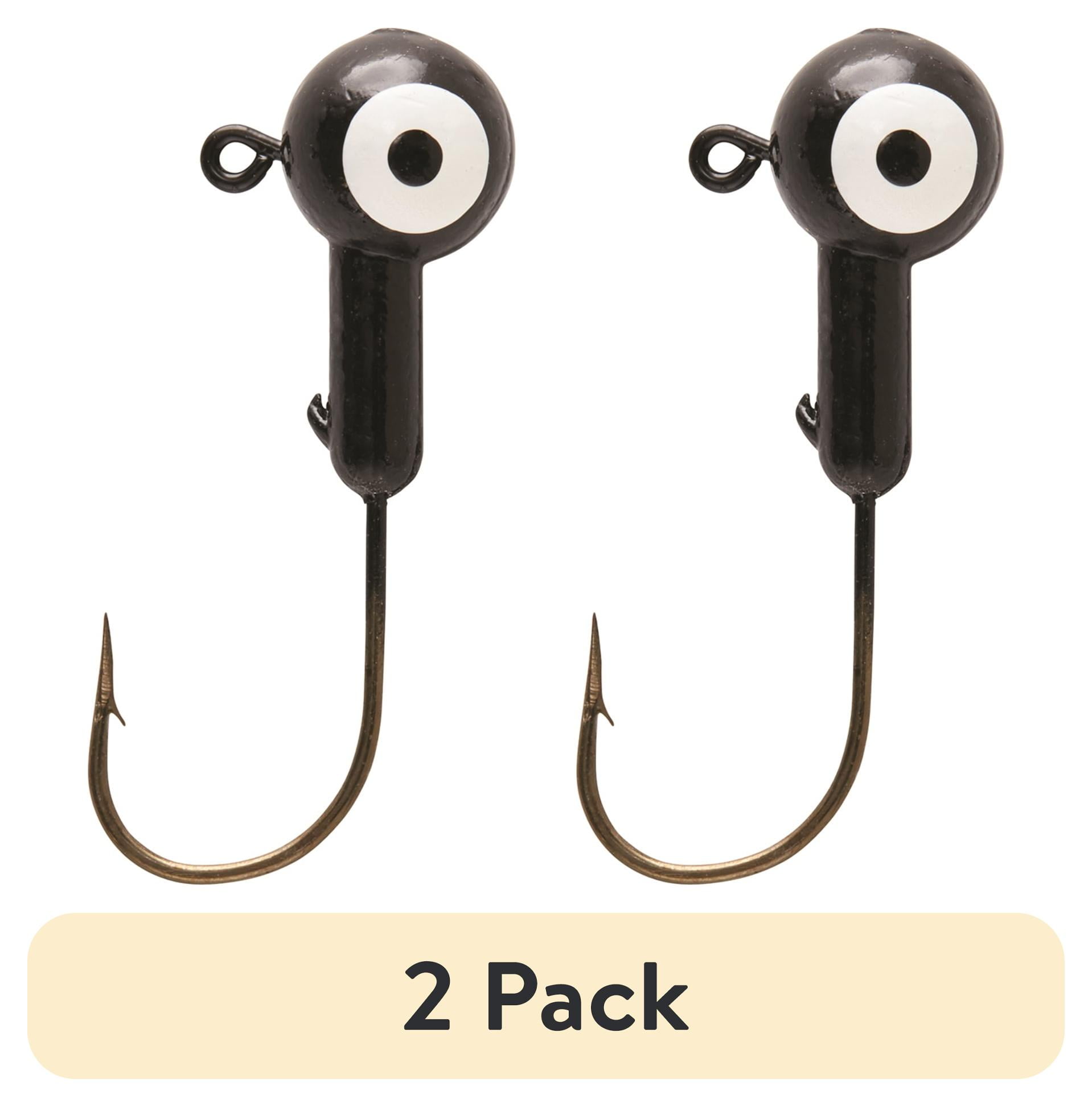 (2 pack) Eagle Claw Ball Head Fishing Jig, Black with White Eye, 1/16 oz., 10 Count