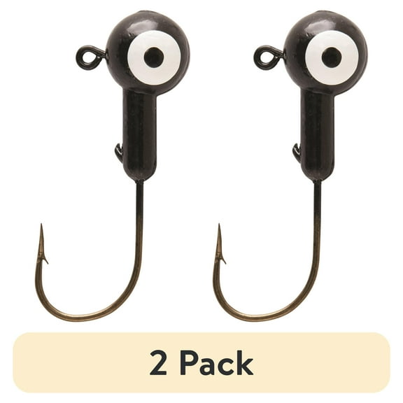 (2 pack) Eagle Claw Ball Head Fishing Jig, Black with White Eye, 1/16 oz., 10 Count