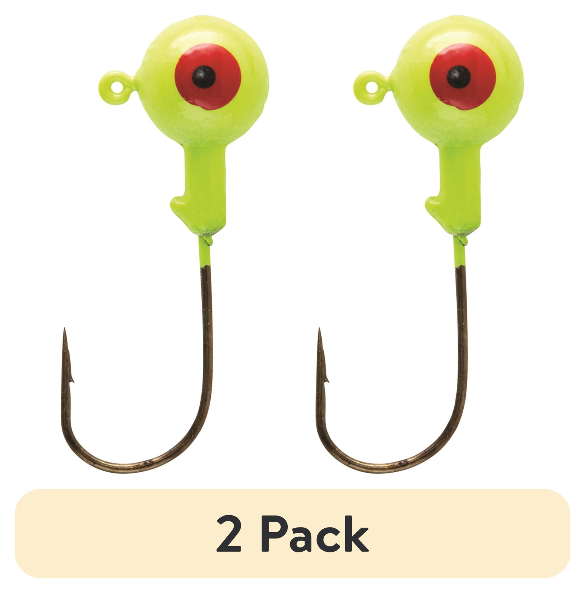 (2 pack) Eagle Claw Ball Head Fishing Jig, Chartreuse, 1/4 oz.