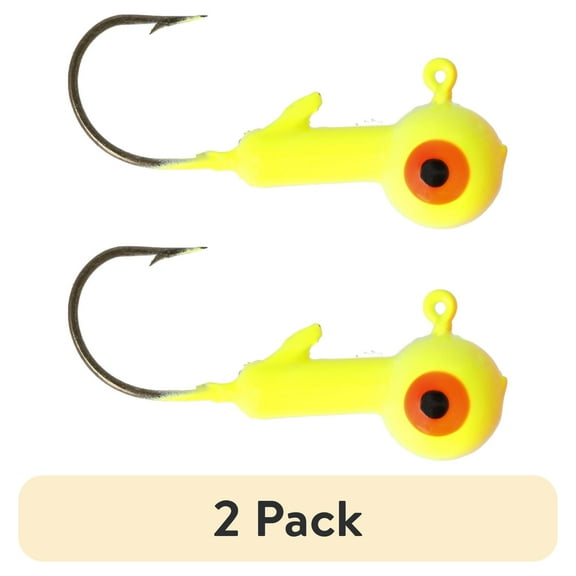 (2 pack) Eagle Claw Ball Head Fishing Jig, Orange & Chartreuse 1/4 oz.