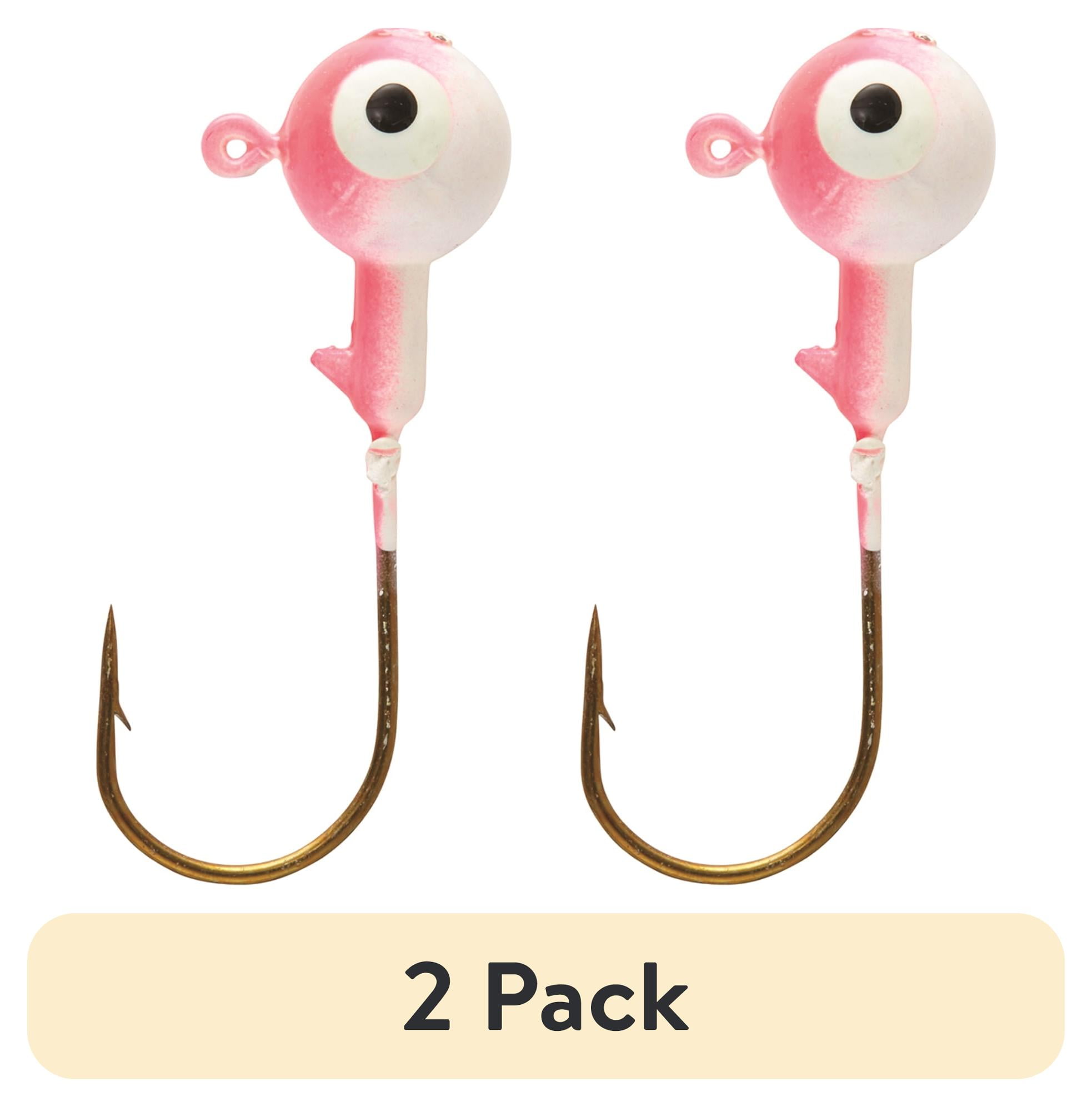 (2 pack) Eagle Claw Ball Head Fishing Jig, Pink & Pearl, 1/32 oz.