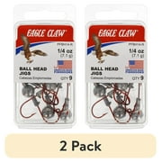 (2 pack) Eagle Claw Ball Head Fishing Jig, Unpainted with Red Hook, 1/4 oz., 10 Count