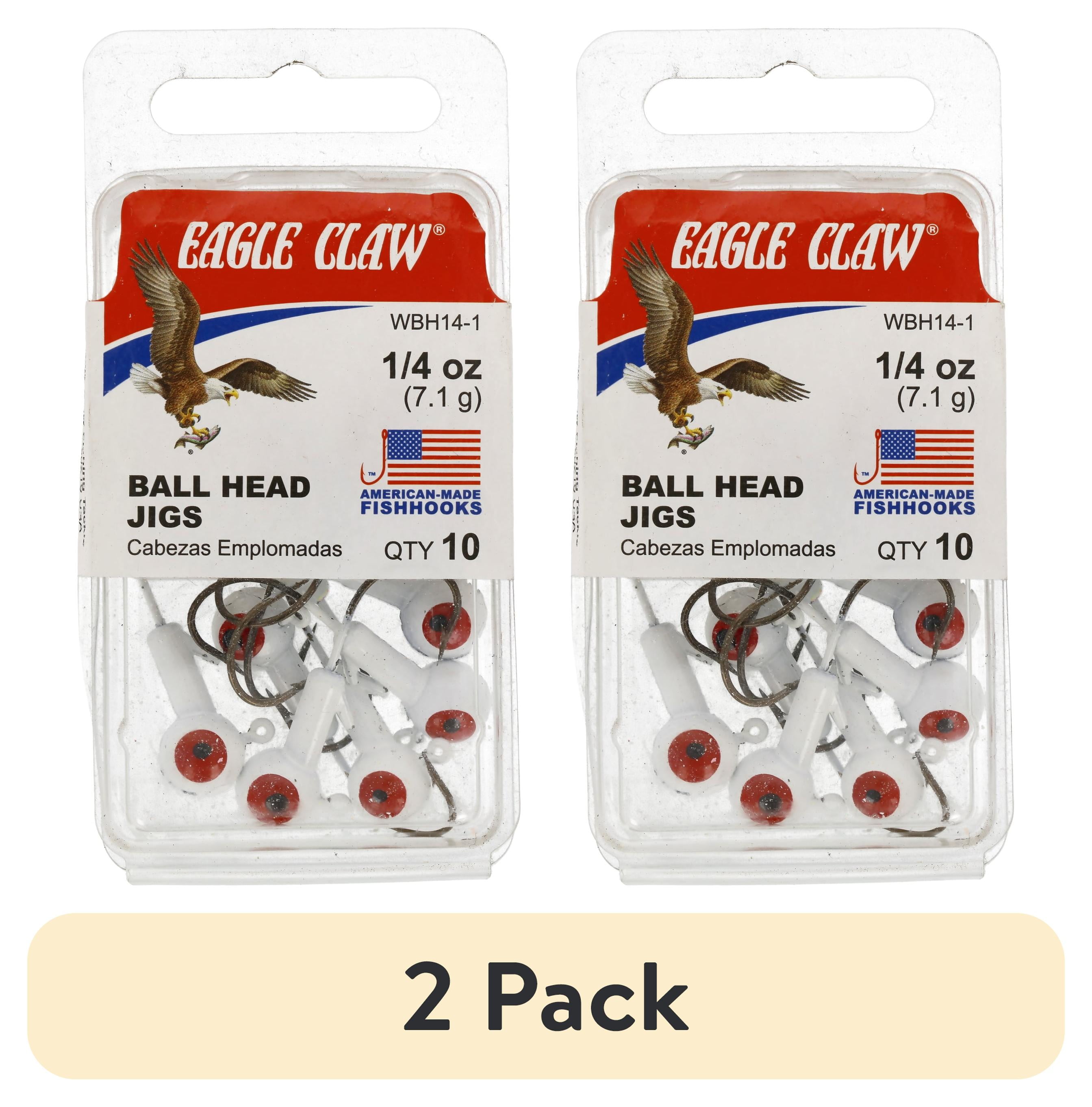 (2 pack) Eagle Claw Ball Head Fishing Jig, White with Bronze Hook, 1/32 oz., 10 Count