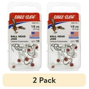 2 pack Eagle Claw Ball Head Fishing Jig, White with Red Eye, 1/8 oz., 10 Count