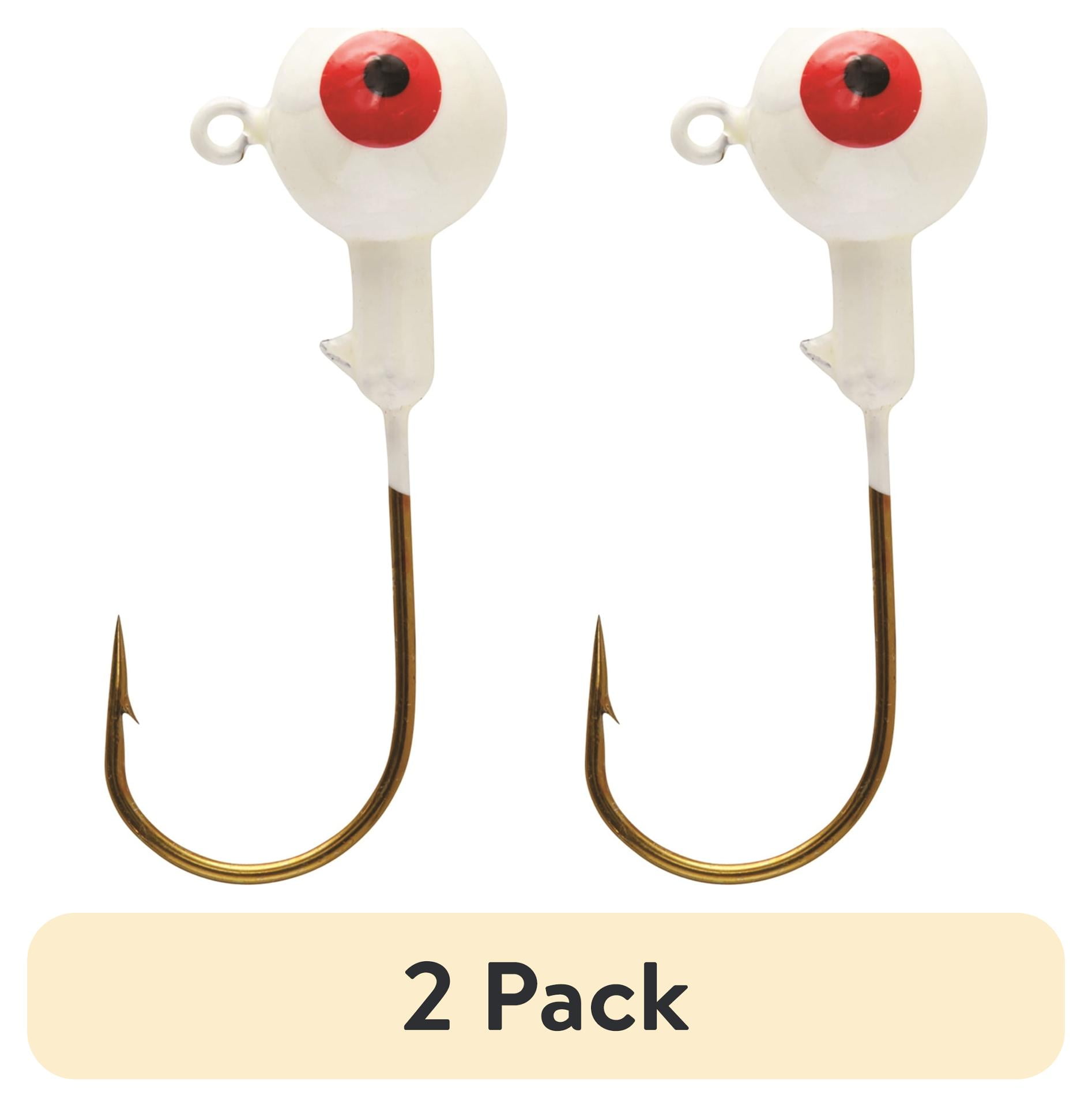 (2 pack) Eagle Claw Ball Head Jig 1/4 oz. White with Bronze Hook Fishing Lures for Crappie, 10-Count
