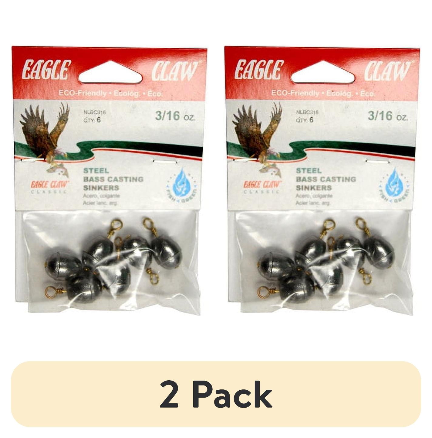 (2 pack) Eagle Claw Fishing, NLBC1 Steel Bass Casting Sinker, 1 oz.