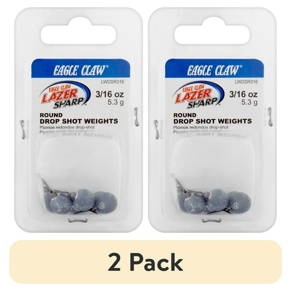 (2 pack) Eagle Claw LWDSR316 Round Drop Shot Weight, 3/16 oz.