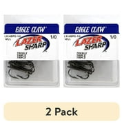 2 pack Eagle Claw Lazer Sharp 5 Pieces Plain Shank Hook, Size 1/0