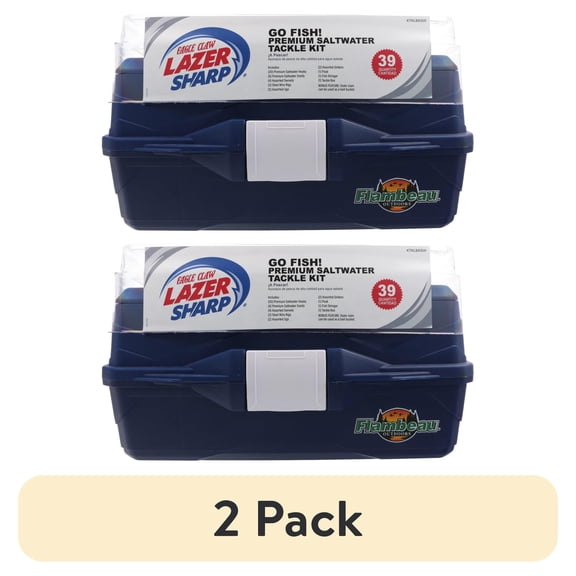 (2 pack) Eagle Claw Lazer Sharp Go Fish Tackle Box Kit with Assorted Tackle