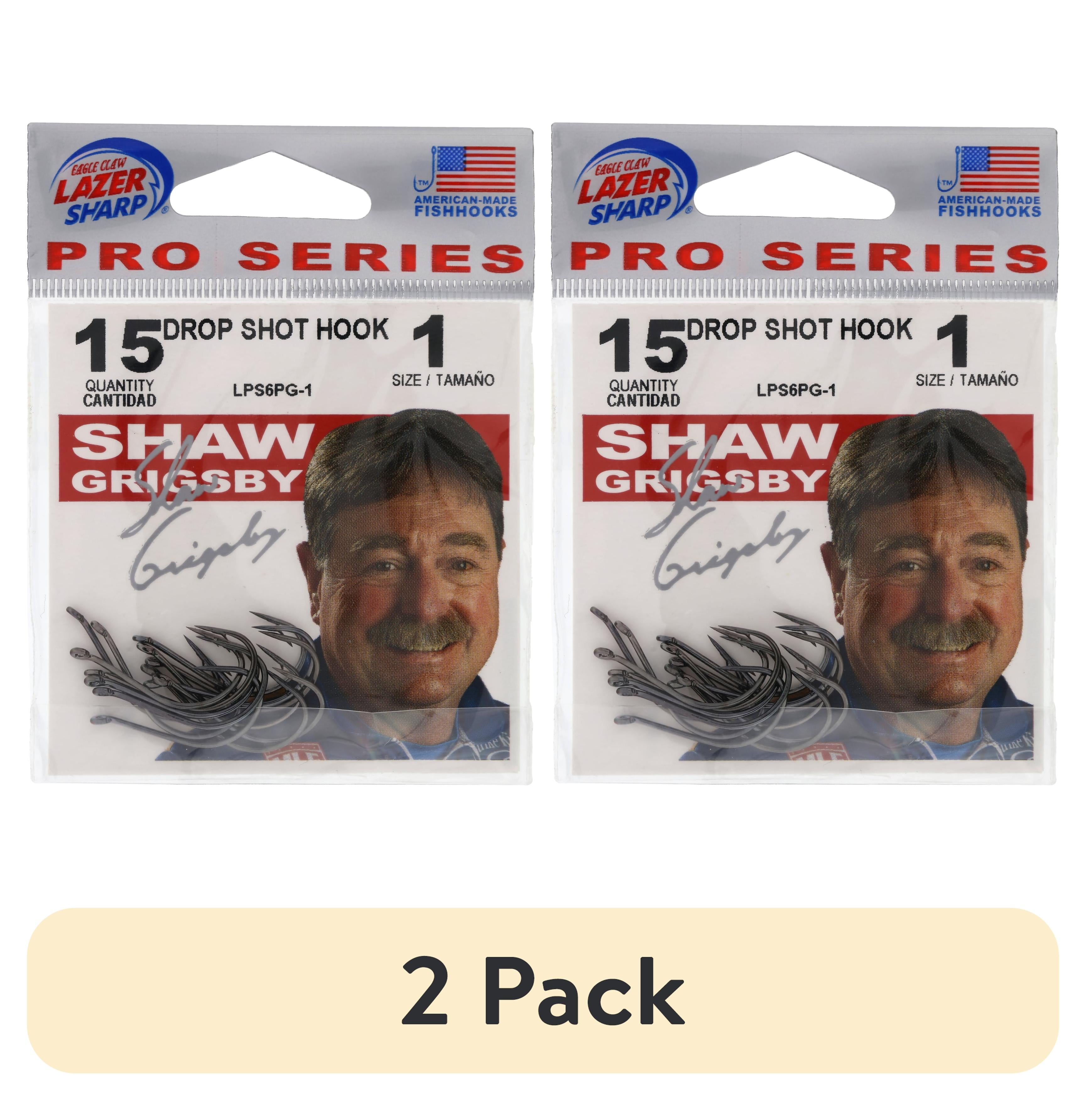 (2 pack) Eagle Claw Lazer Sharp High Carbon Steel Drop Shot Fishing Hook, Size 1