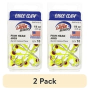 (2 pack) Eagle Claw Lazer Sharp Saltwater Fish Head, Chartreuse with Red Eye, 1/8 oz., SWFH18-3