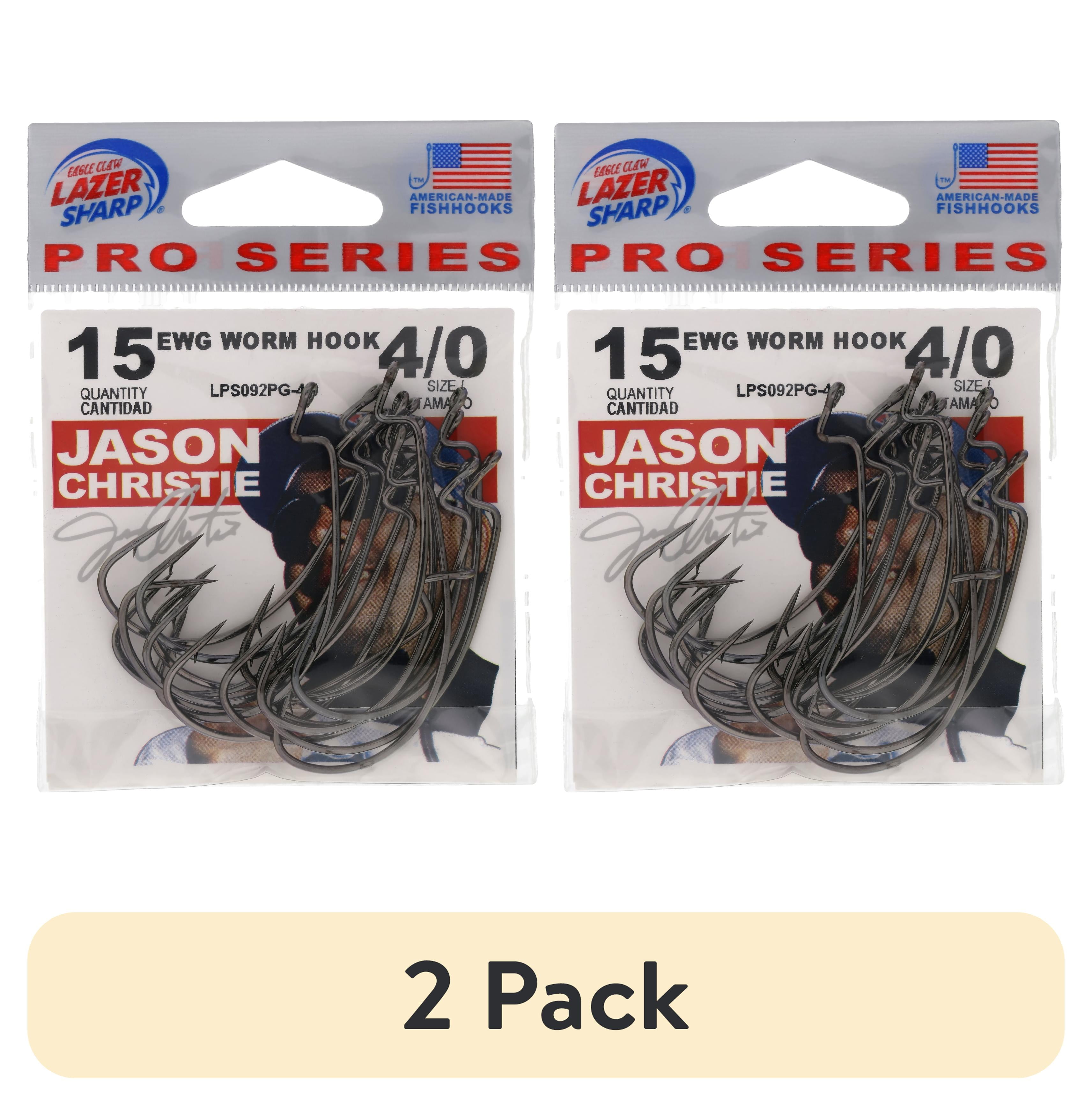 (2 pack) Eagle Claw Lazer Sharp Skeet Reese Light Wire EWG Worm Fishing Hooks, Size 4, 15 Pack
