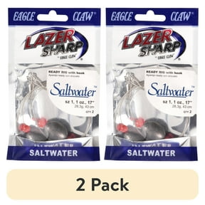 (2 pack) Eagle Claw Ready Rig with Lead Weight and Size 1 Hook