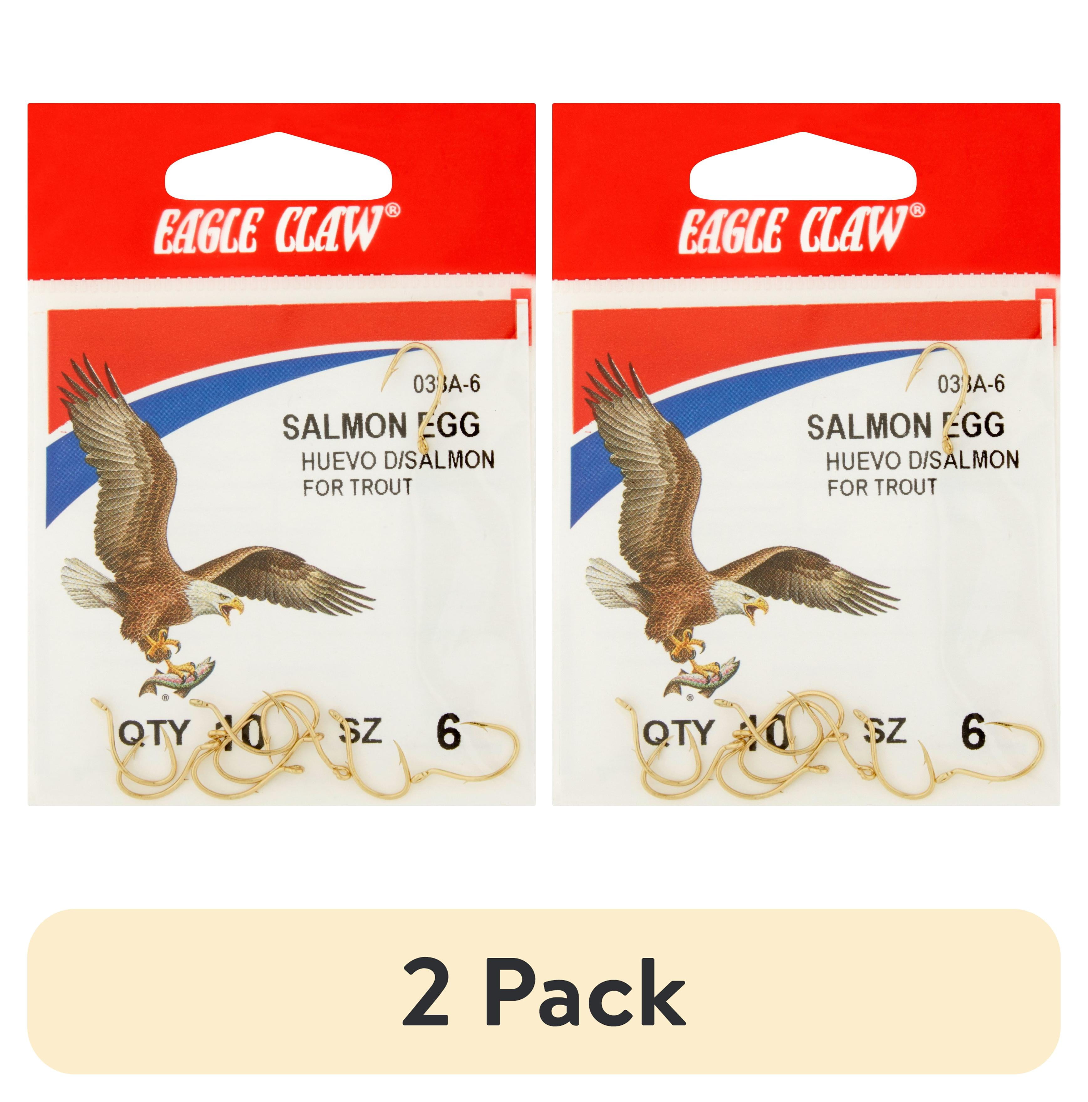 (2 pack) Eagle Claw Salmon Egg Fishing Hooks Size 6, 10 Count